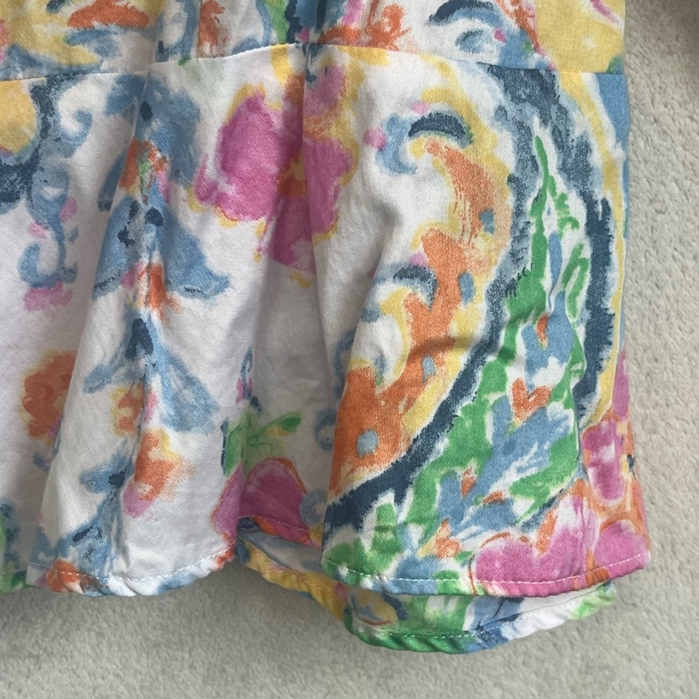 Lauren Ralph Lauren Colorful Floral Paisley Button Up Shirt Sz 12 Peplum Office - Picture 5 of 16